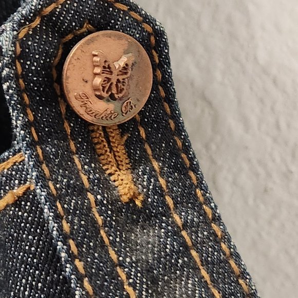 Original Vintage Limited Edition Frankie B Dark Wash Denim Dress Jumpsuit Size 2 - Picture 8 of 11